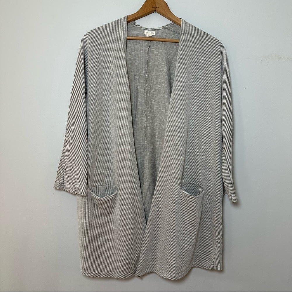 Anthropologie Donni. Ribbed Gray Open Front Cardigan OSFA with Pockets